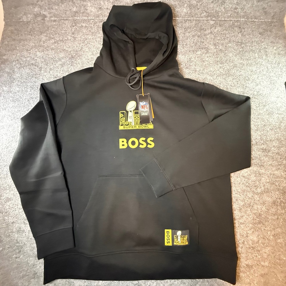 Hugo Boss x NFL Super Bowl LIX  Hoodie Black Gold Mens 3XL New With Tags